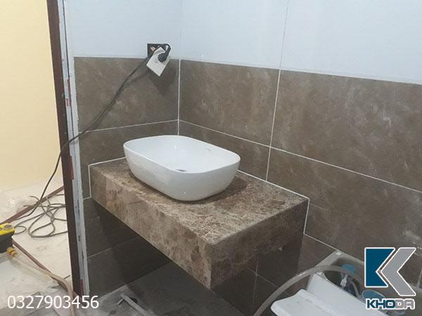 Bàn đá lavabo nâu nhạt